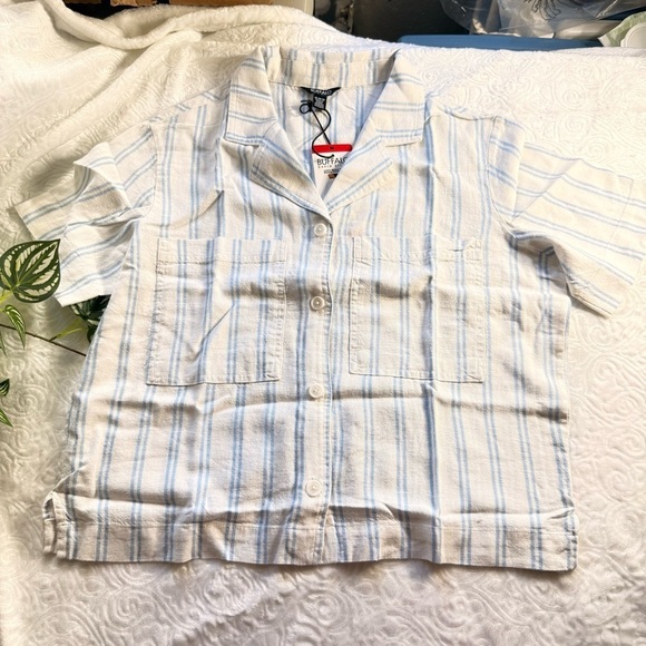Buffalo David Bitton Dresses & Skirts - Buffalo David Bitton Striped Linen Blend Button-Up Shirt M NWT